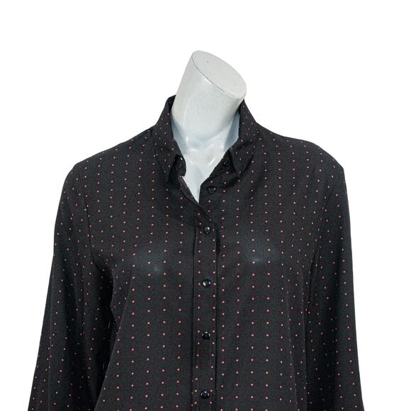 The KOOPLES Black Polka Dot Print Blouse tighten cuffs size Medium - Picture 8 of 12